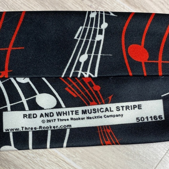 Three Rooker 2017 Black and Red Musical Note Tie - Picture 5 of 16